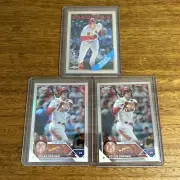 Nolan Gorman 2023 Topps Chrome RC, REFRACTOR RC & 1988 Refractor RC - 3x Lot