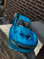 CUSTOM PAINTED RC BODY, TRAXXAS MAXX, CANDY BLUE CHROME FLAMES, 100% AIRBRUSH