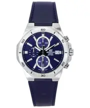 Casio EDIFICE Chronograph Blue Dial Leather Strap EFV-640L-2A 100M Mens Watch
