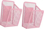 PRETYZOOM 2Pcs Pink Magnetic Mesh Pencil Storage Basket Desk Organizer for Whiteboard Fridge Locker Accessories for Clutter Organization for Home and Office