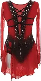 [Zagitova] Ice Figure Skating Dress for Girls Mesh Patchwork Long Sleeve Skating Dance Wear for Competition, Customizable