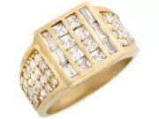 10k or 14k Solid Gold CZ Cluster Channel Set Bling Mens Ring