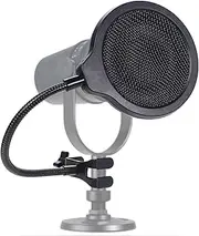 SUNMON MV7 Microphone Pop Filter Mask Shield For Shure MV7 Mic, 4 Inch 3 Layers Windscreen with Flexible 360°Gooseneck Clip by