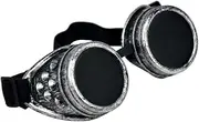 [AOBOR] Steampunk Goggles Glasses Vintage Welding Gothic (classic silver frame)