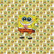 Sponge Bob Tab on Tongue Tripping BLOTTER ART perforated tabs psychedelic art