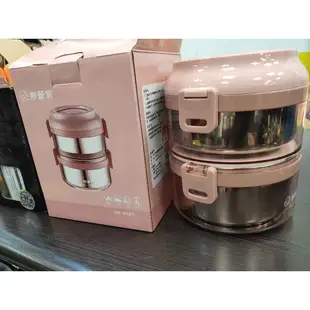 *盒裝全新妙管家 雙層隔熱手提餐盒 1.5L 玫瑰粉 HK-6585 1500ML $299