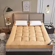 Japanese futon Mattress Single Double Portable Foldable Soft Breathable Suitable for Travel Guests Camping Dormitory (and)(Yellow,180x200cm)