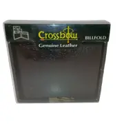 Crossbow Men’s Genuine Leather Billfold Wallet Black Pebbled Leather in Box NOS