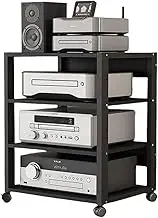 VFGFPTBTUK Corner AV Media Stand With Wheels 3 4 5 Tier Adjustable Wood Shelf Home Stereo Cabinet Multifunctional Entertainment Components Cabinet(69.5cm-27.4in)
