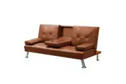 Levede 3-Seater Sofa Bed PVC Leather Brown