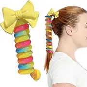 Phone Cord Hair Ties | Phone Cord Ponytail Hair Ties | Telephone Wire Hair Accessories with Clear and Twisty Design, Suitable for All Hair Types, Kids and Adults Pochy