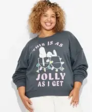 Women's Jolly Snoopy Graphic Sweatshirt - Grayson Threads Gray Size XXL