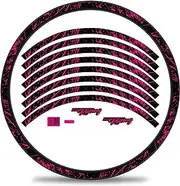 [Finest Folia] Set of 16 Wheel Rim Stickers for Bicycle Rims in Racing Design Complete Set for 27 Inches 29 Inches for Road Bike Mountain Bike MTB Balance Bike RX025 (Neon Pink, Matte)