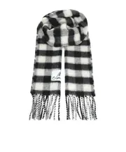 plaid fringed scarf One size Black