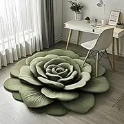 Floral Plush & Diatomaceous Earth Floor Mat, 3D Realistic Flower Design Floor Mat,Diatomaceous Earth Bath Mat, Super Absorbent and Quick Dry Diatomaceous Earth Style for Bathroom & Kitchen(Green,DIATO