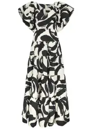 Rebecca Vallance Pompidou Printed Taffeta Maxi Dress - Black - 10 (UK10 / S) 10 (UK10 / S)