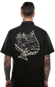 Lucky 13 The Ace Of Spades EST 1991 Tattoo Adult Mens Work Shirt LM6850AS