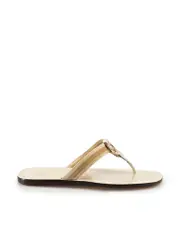 Cream Interlocking GG Web Strap Slides