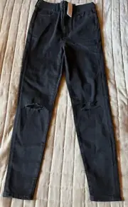 American Eagle Outfitters Next Level Stretch Black Destroyed Jeans Women’s 6