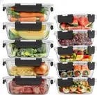 Glass Food Storage Containers 10 Pack, Glass Meal Prep Containers with Snap L...