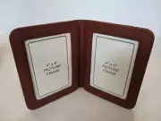 Double 4"x6" Landscape Cognac Leather Picture Frame by Barron's, New