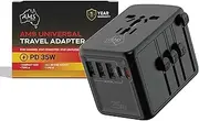 Universal Travel Adapter 35W PD Offers 1xMulti AC Outlet & 2xUSB-C & 3xUSB-A Fast Charging Ports, International Travel Charger, Worldwide Plug Converter – Compatible with AU UK USA EU & 150+ Countries
