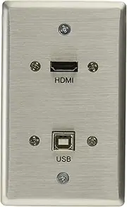 C2G 39874 HDMI and USB Pass Through Single Gang Wall Plate, Brushed Aluminum