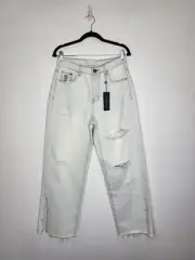 ONE TEASPOON Bel Air Jeans Size 26 Blue Bellie Low Slung Straight Split Hem NWT