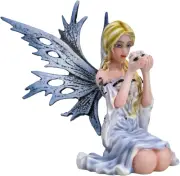 Ebros Winter Fairy with Frost Flake Wings Holding Spring Flowers Figurine Faery