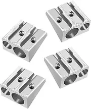 Hohopeti Dual Hole Pencil Sharpener for Eyebrow Eyeliner Lip Liner Mini Pencil Sharpener Made of Aluminum Alloy Portable Versatile