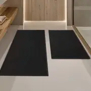 Black Bathroom Rug Sets 2 Piece Bathroom Mat Quick Dry Thin Bath Rug SetAbsor...