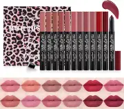 12 Colors Lipsticks Set, Matte Lipstick with Gift Box, Velvet Nude Lipstick Pen