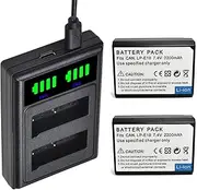 2 Packs LP-E10 LPE10 Batteries Dual Charger with Type C Port for Canon EOS Rebel T3 T5 T6 T7 Kiss X50 X70 EOS 1100D 1200D 1300D Camera