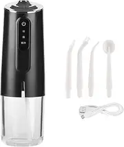 Teeth Water Jet Cleaner, 240ml Portable Oral Irrigator 3‑Mode Waterproof USB Rechargeable Dental Flosser Water Jet with 4 Jet Tips for Tooth Clean(Black)