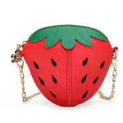 2 Pcs Lovely Children Girls PU Leather Shoulder Bag Cute Strawberry Chain Baby Crossbody Bags Kids Gift Small Coin Pouch Money Holder