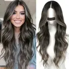 Ombre Grey Wear and Go Glueless Wig with Bangs Body Wave Pre Plucked Syntheti...