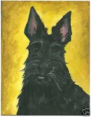 SCOTTISH TERRIER RYTA PRINT OF PAINTING DOG SCOTTIE 5x7 PORTRAIT PET FOLK ART