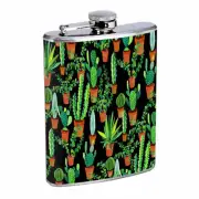 Cactus & Succulents D5 Flask 8oz Stainless Steel Hip Drinking Whiskey