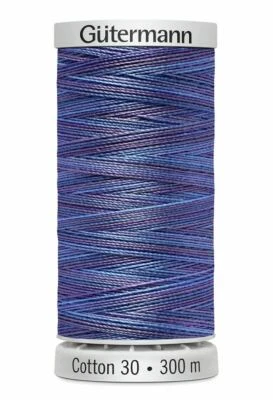 Gutermann Cotton 30, Colour 4084 VARIEGATED BLUE PURPLE, 300m Embroidery,