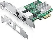 H!Fiber 2.5Gbase-T PCIe NIC with Realtek RTL8125 Chip, 2.5Gb Network Card, 2500/1000/100 Mbps,Dual RJ45 Ports, PCIe X1, Ethernet Card for Windows/Windows Server/Linux