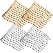 WEKADRIN 4Pcs Metal Hair Comb Flexible Wide Tooth Combs for Wavy Hair Decorative Hair Clips for Wedding Veils Lightweight Durable Side Combs for Women Occasion