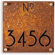 Custom Rust Steel Modern House Number for Outside, Address Number Plate, House Numbers Modern (20X20CM)