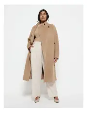 [Commonry] Longline Wool Blend Jacket in Camel