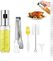 Cooking Oil Spray Bottle,Olive Sprayer Bottle,Reuseable Stainless Steel Glass Oil Dispenser for Cooking, BBQ,Salad,Baking, Roasting,Mini Gadgets for Kitchen,Essential Kitchen Accessories
