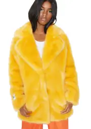 [Jakke] Heather Fuzzy Faux Fur Coat