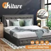 Oikiture Bed Frame Queen Double King Single Size Gas Lift Base W/ Storage Grey