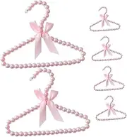 Alipis 6pcs Cute Plastic Hangers for Clothes Storage Pearl Embellished Hangers with Built Support Bar Small for Closet Organization for Nursery and Girl Wardrobe