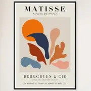 Galrie Coral Over Sun Print by Henri Matisse - Modern Art Decor for Your Home, Black Frame, 70 x 100cm (28 x 40inch)