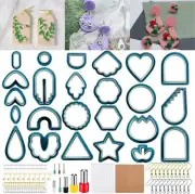 142 Pcs Polymer Clay Cutters, 24 Shapes Clay Earring Cutters with Earring Hooks,