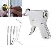 Lock Pick Gun with 5 Tips, Stainless Steel Lock Picking Kit, Locksmith Lock Picking Tool, Easy Operation, Multi-Lock Pick Tool, Lock Picking Practice Set, Door Opener for Picking Locks